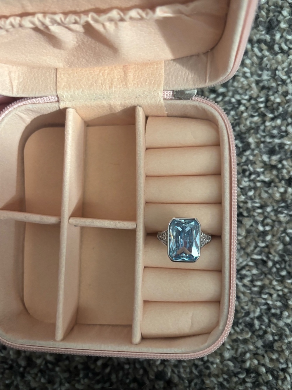 Sterling Silver Aquamarine-Cut Blue Stone Ring